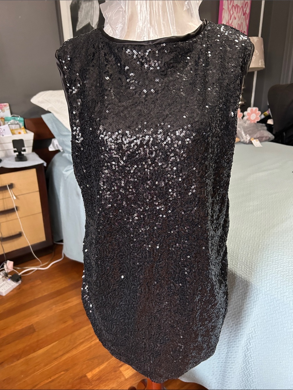 Source Unknown Black Sequin Bodysuit size medium